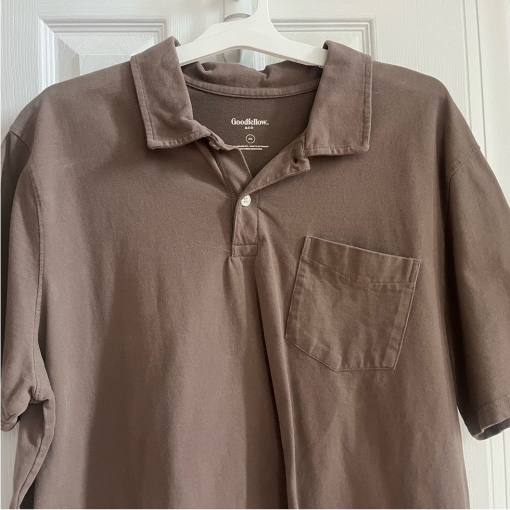 Goodfellow Short Sleeve Polo Shirt Mens XXL Light Brown Vintage Soft Cotton - Picture 3 of 8
